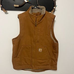 Men's Carhartt Loose Fit Washed Duck Sherpa-Lined Mock Vest